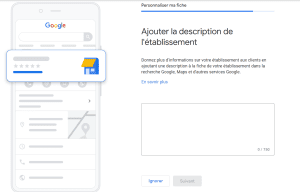 Configurer Google Business Profile: la description de l'établissement